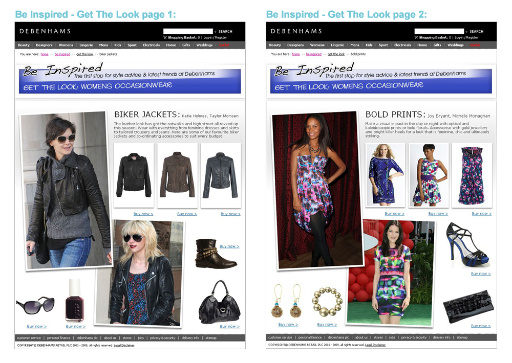 Debenhams Be Inspired 2009-2010 Page Design - Darius Bajina Personal Portfolio
